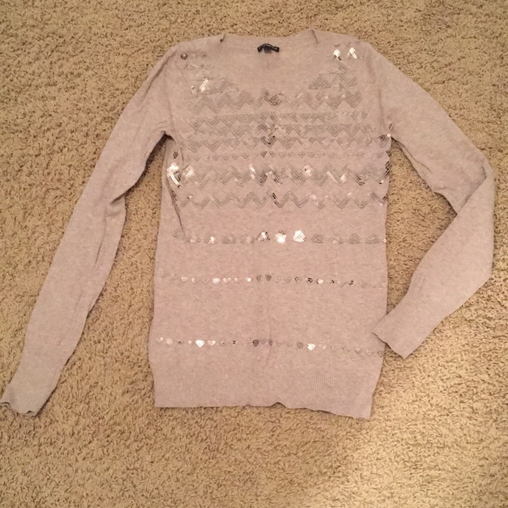 Tan sweater with Aztec embellished sequins